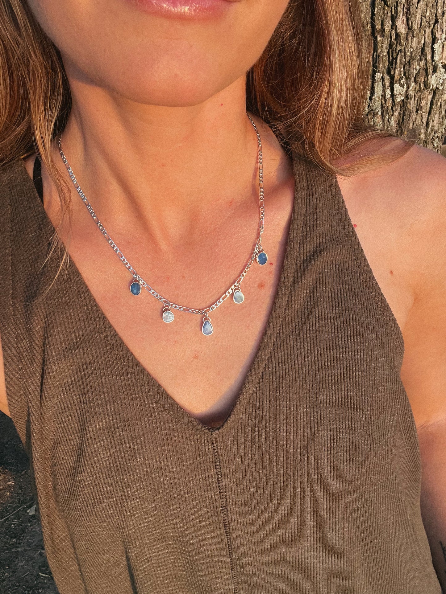 5 stack opal charm necklace