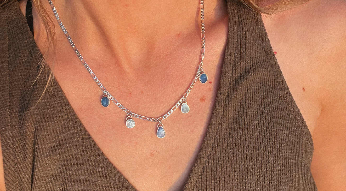 5 stack opal charm necklace