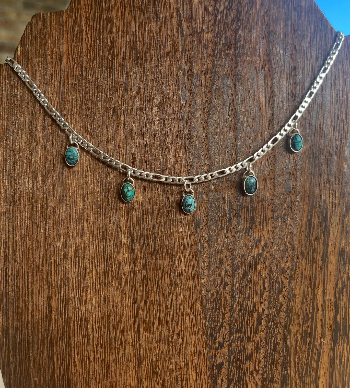 5 stack turquoise charm necklace