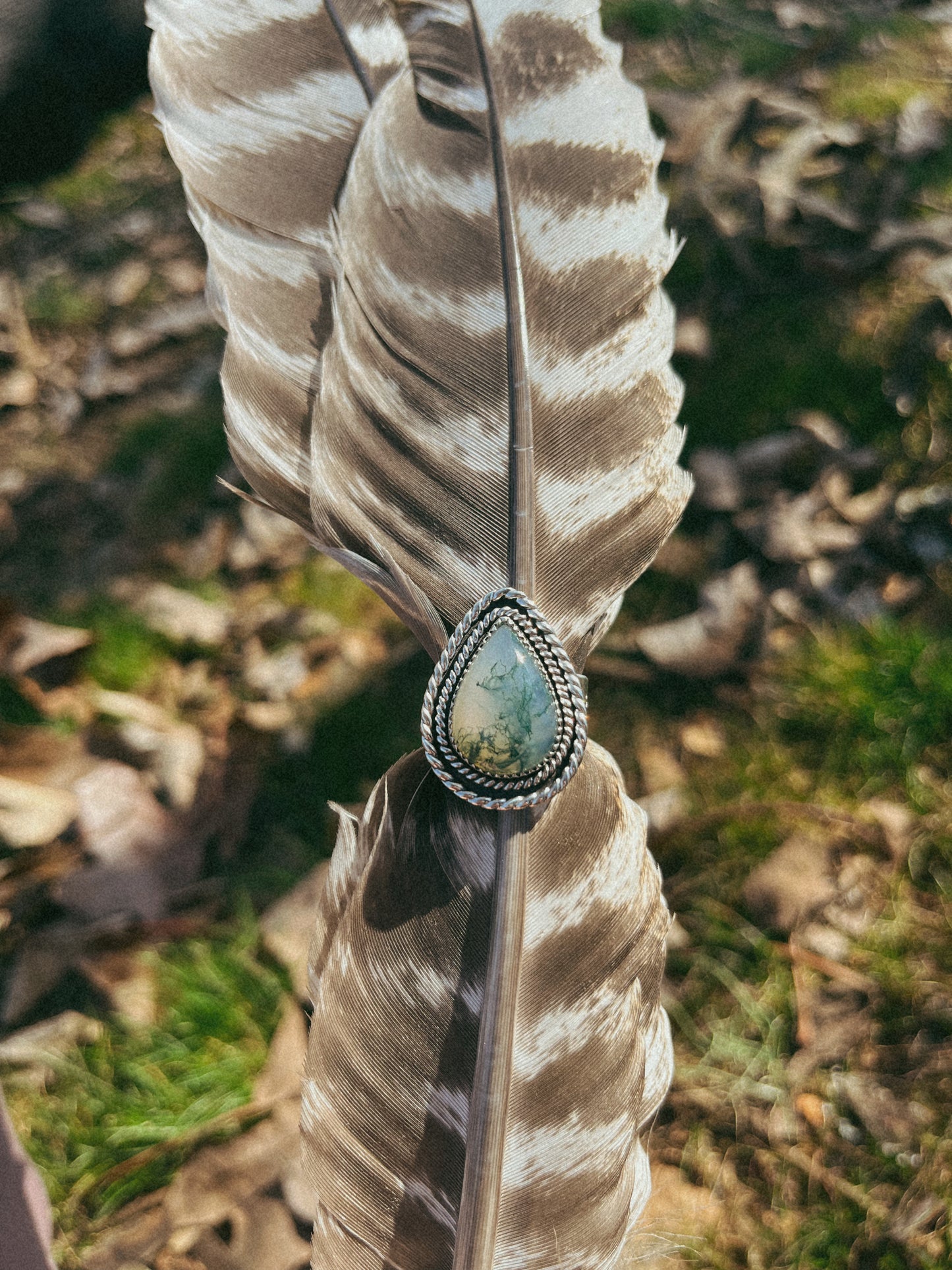 moss agate ring size 7.5