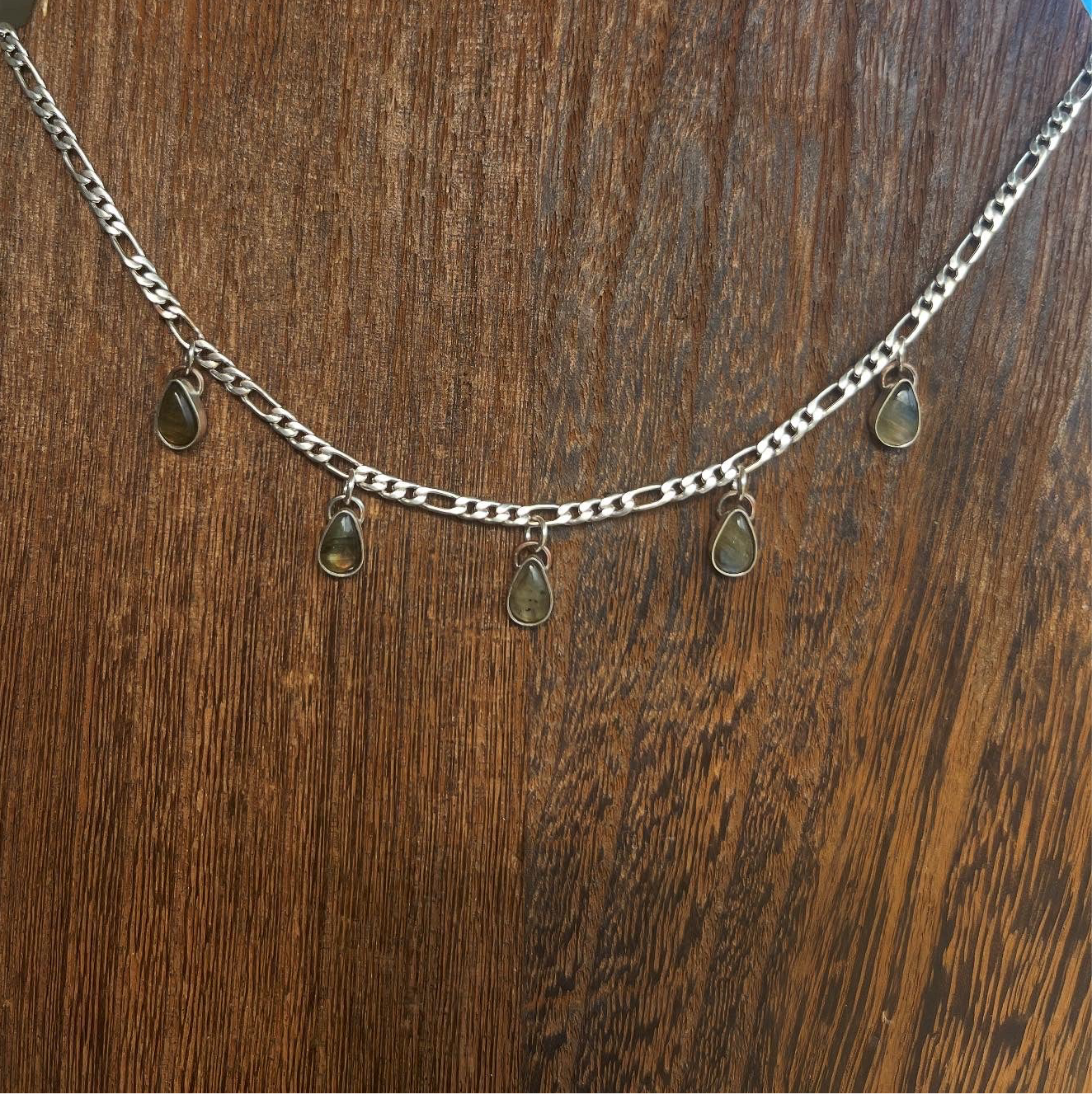 5 stack labradorite charm necklace