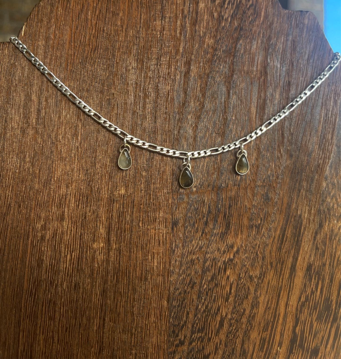 3 stack labradorite charm necklace