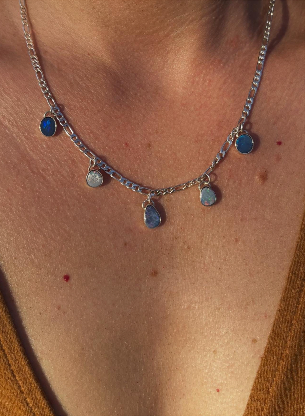 5 stack opal charm necklace