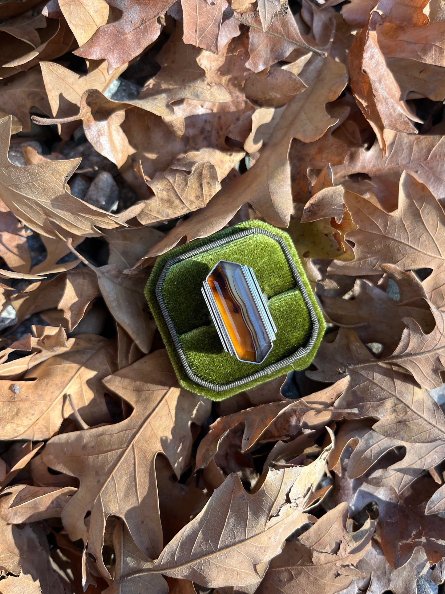 rose cut montana agate ring size 7.75-8