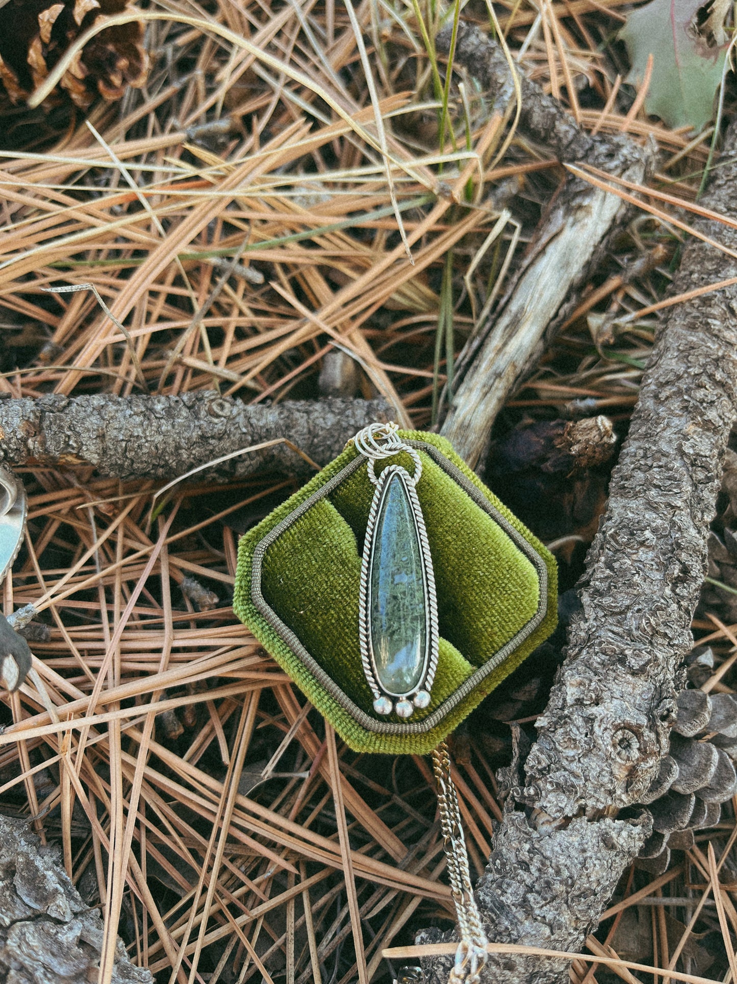 moss agate teardrop necklace