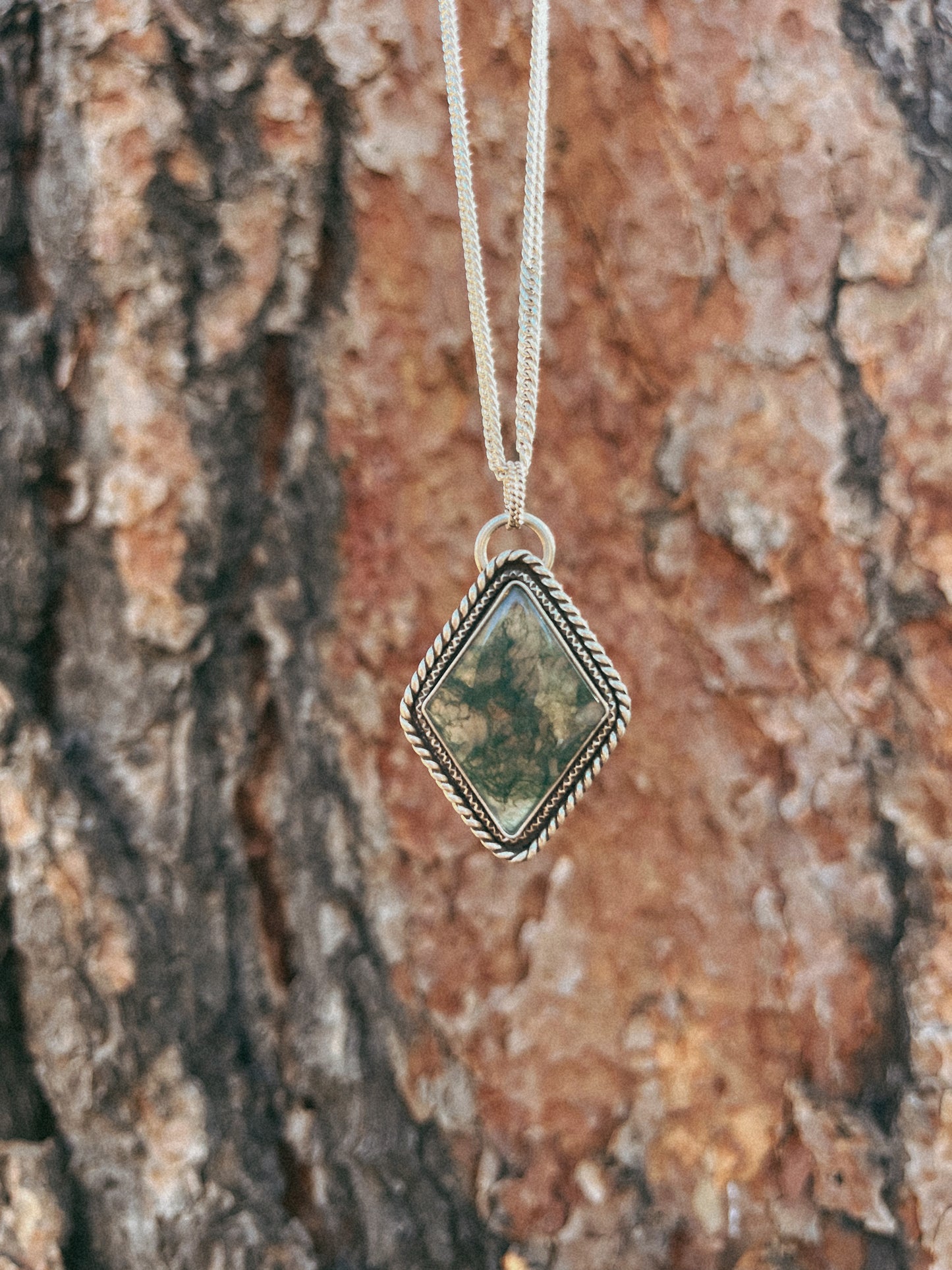 moss agate kite necklace