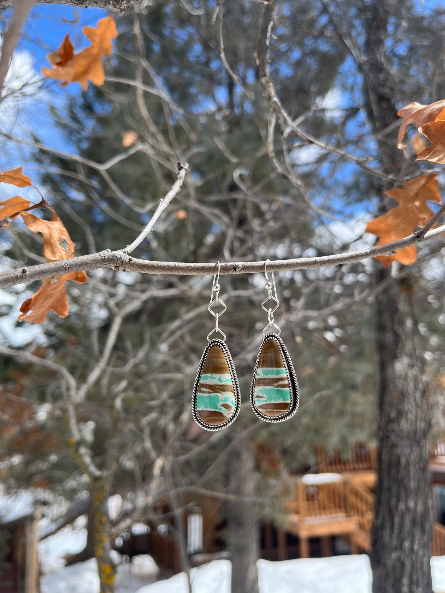 variscite + sterling silver dangle earrings