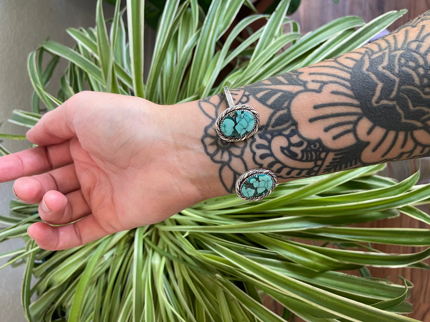 turquoise + sterling silver double cuff bracelet