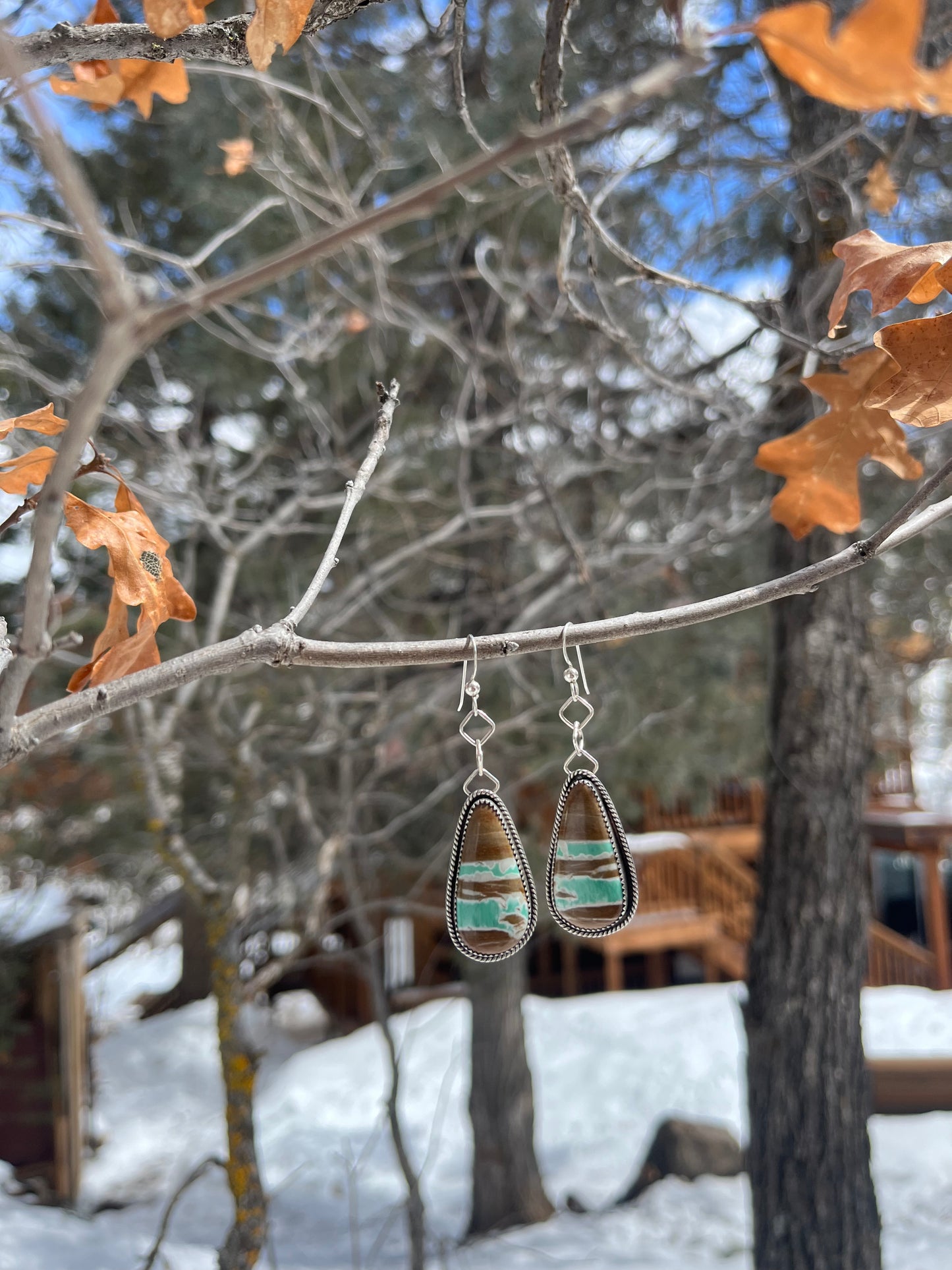 variscite + sterling silver dangle earrings