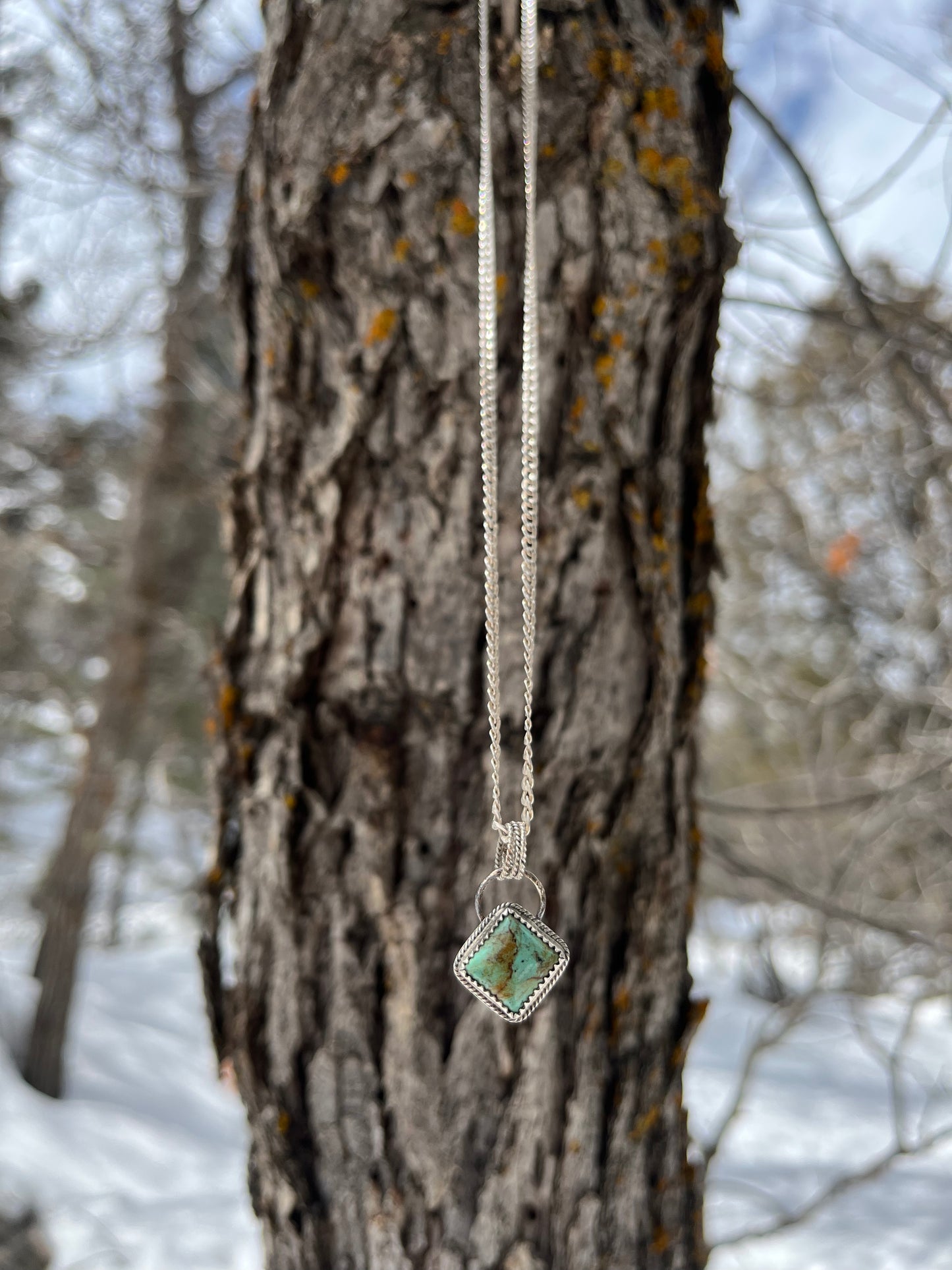orvil jack turquoise + sterling silver dainty necklace