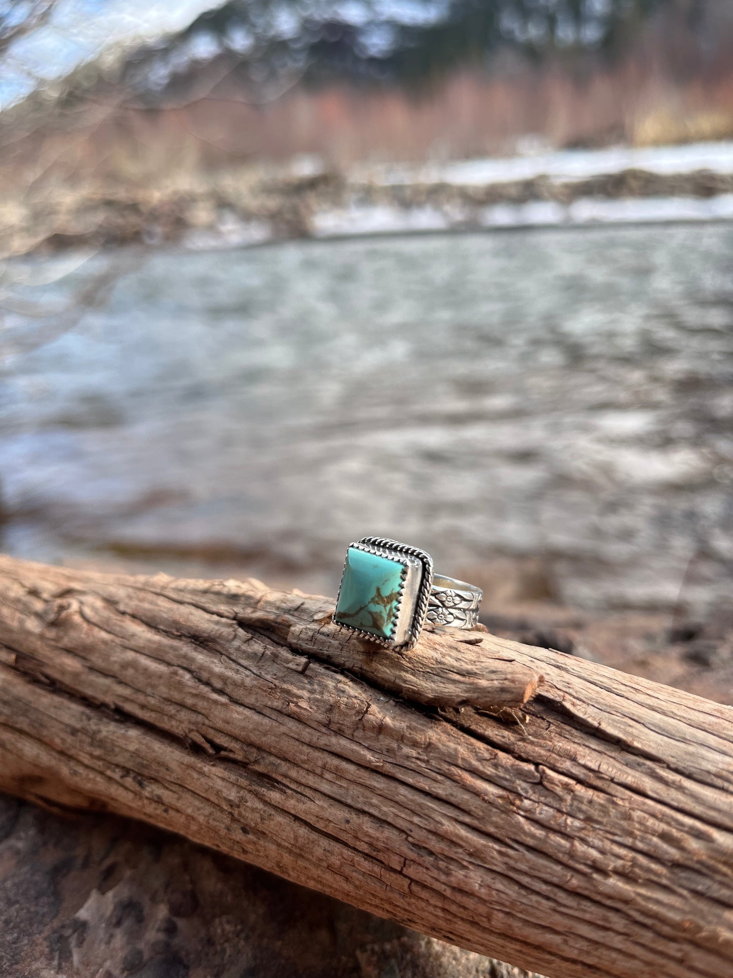 orvil jack turquoise + sterling silver dainty ring size 6