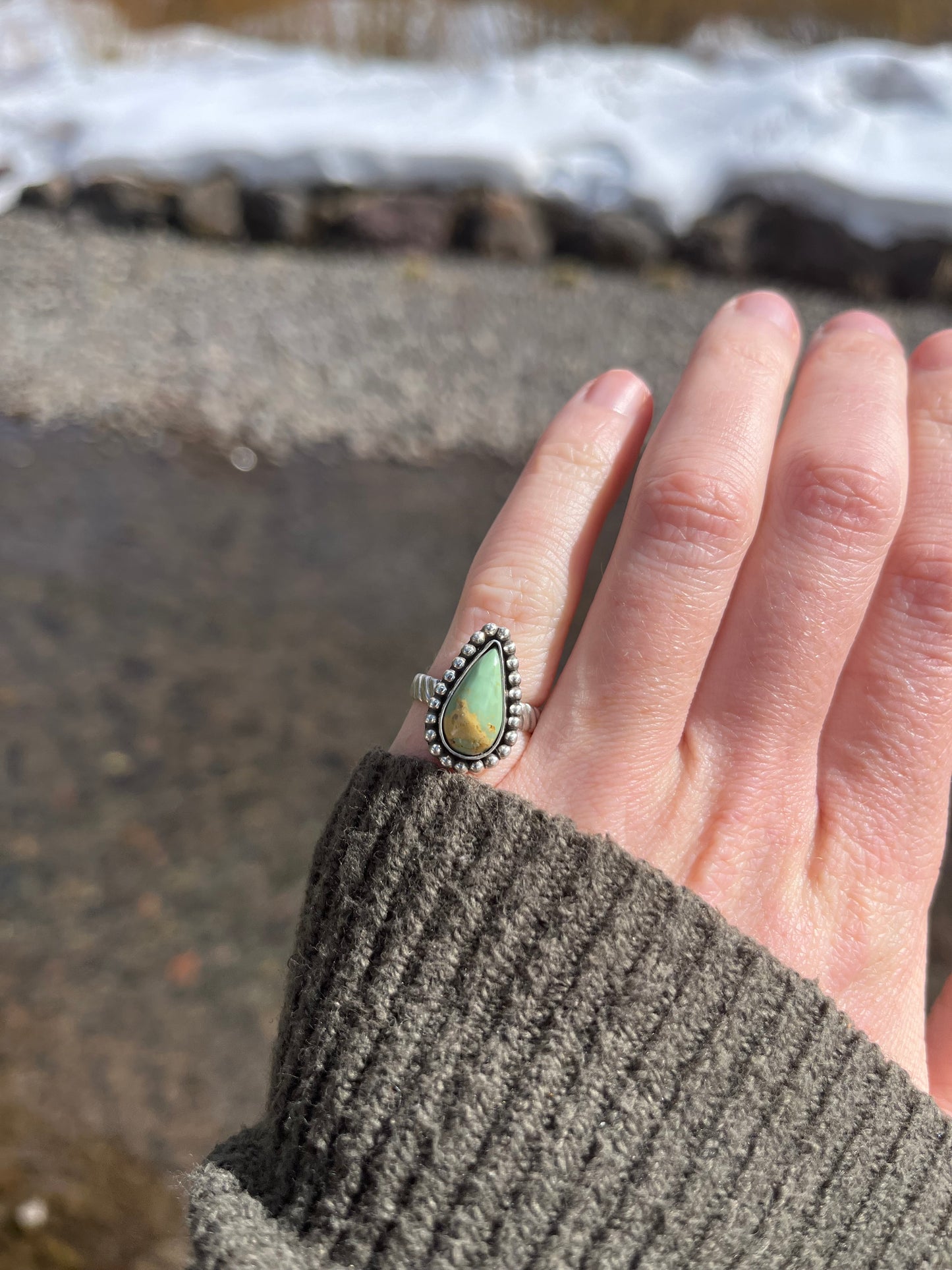 dainty turquoise pinky ring size 5