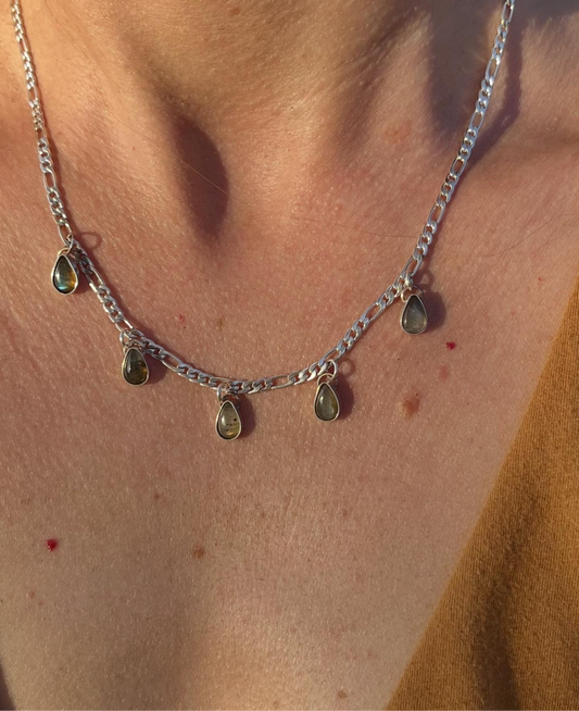5 stack labradorite charm necklace