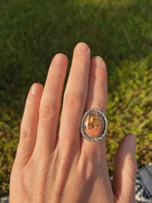 mexican fire opal ring size 7.5