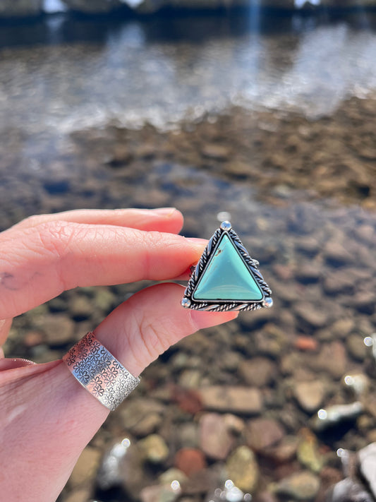 triangle turquoise + thick double band size 8