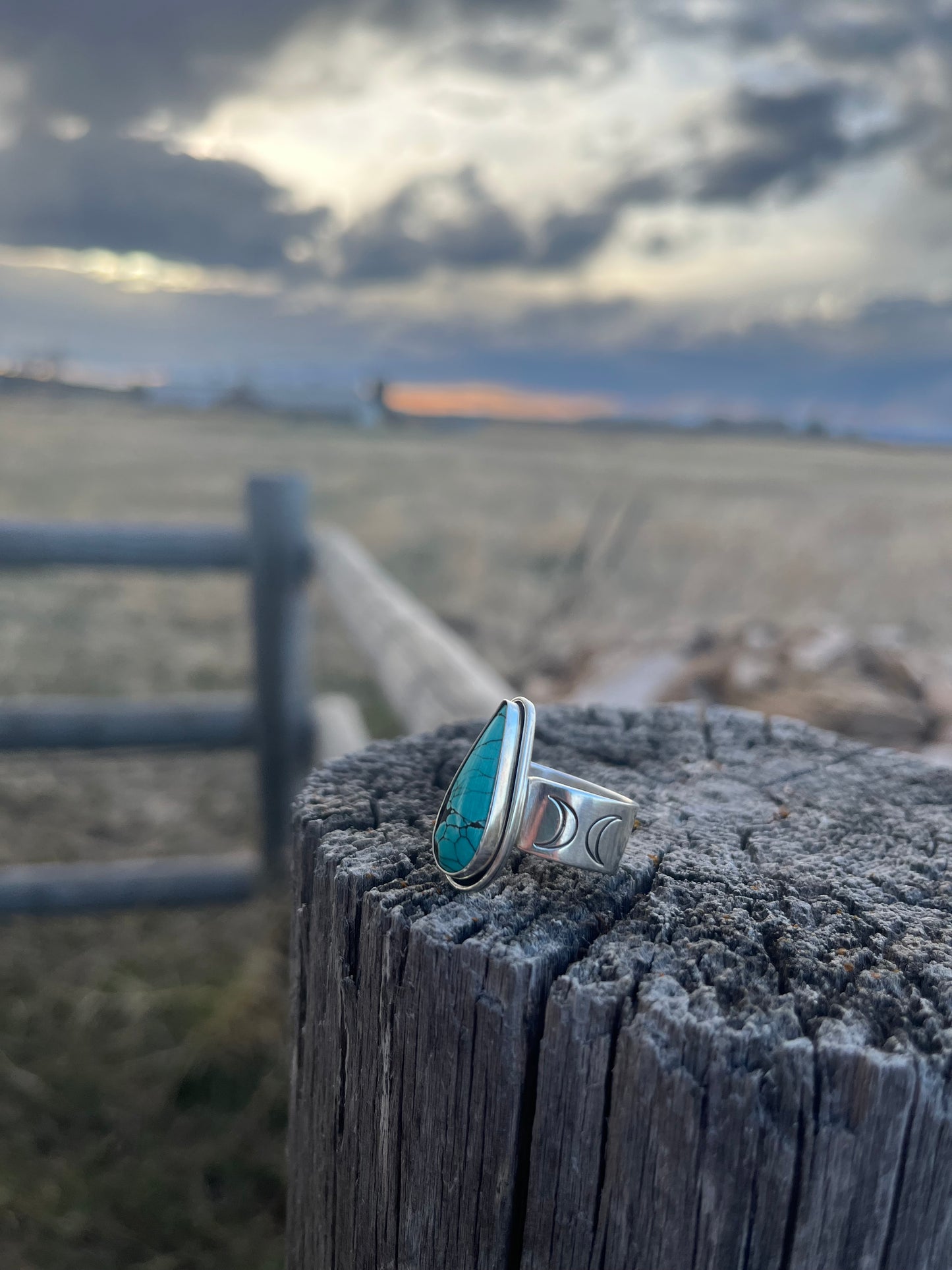 turquoise + moon band ring size 9.25