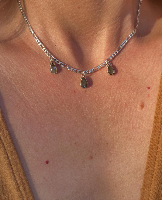 3 stack labradorite charm necklace