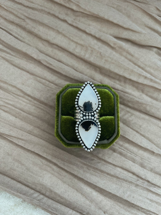 dendritic agate statement ring size 7.5