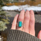 rectangle turquoise ring + hand stamped tree band size 6.25