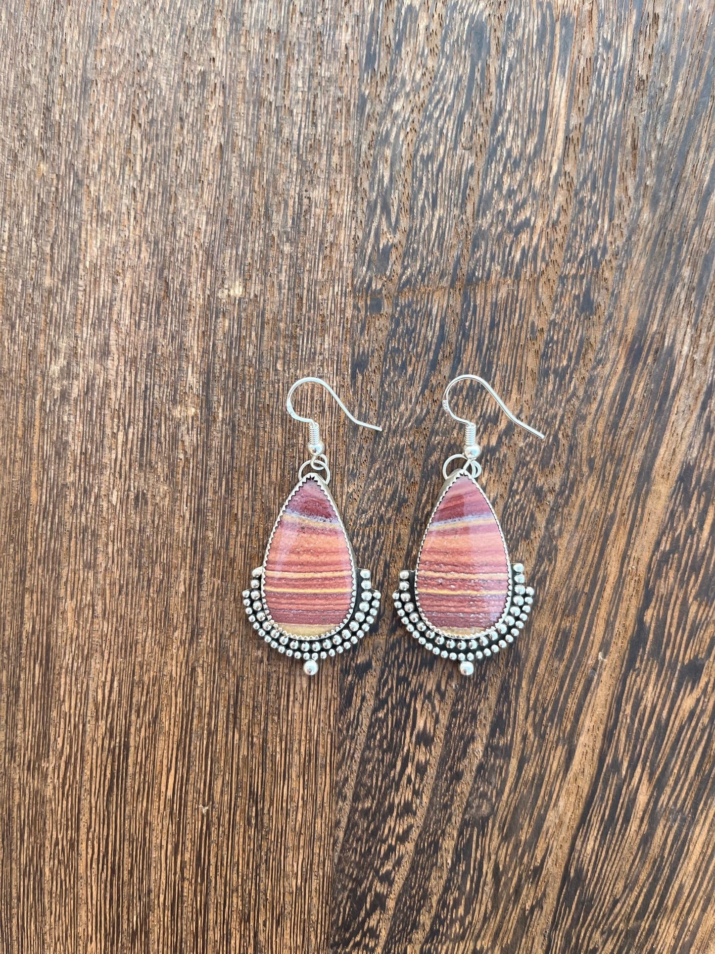 red picture jasper earrings