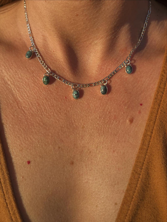 5 stack turquoise charm necklace