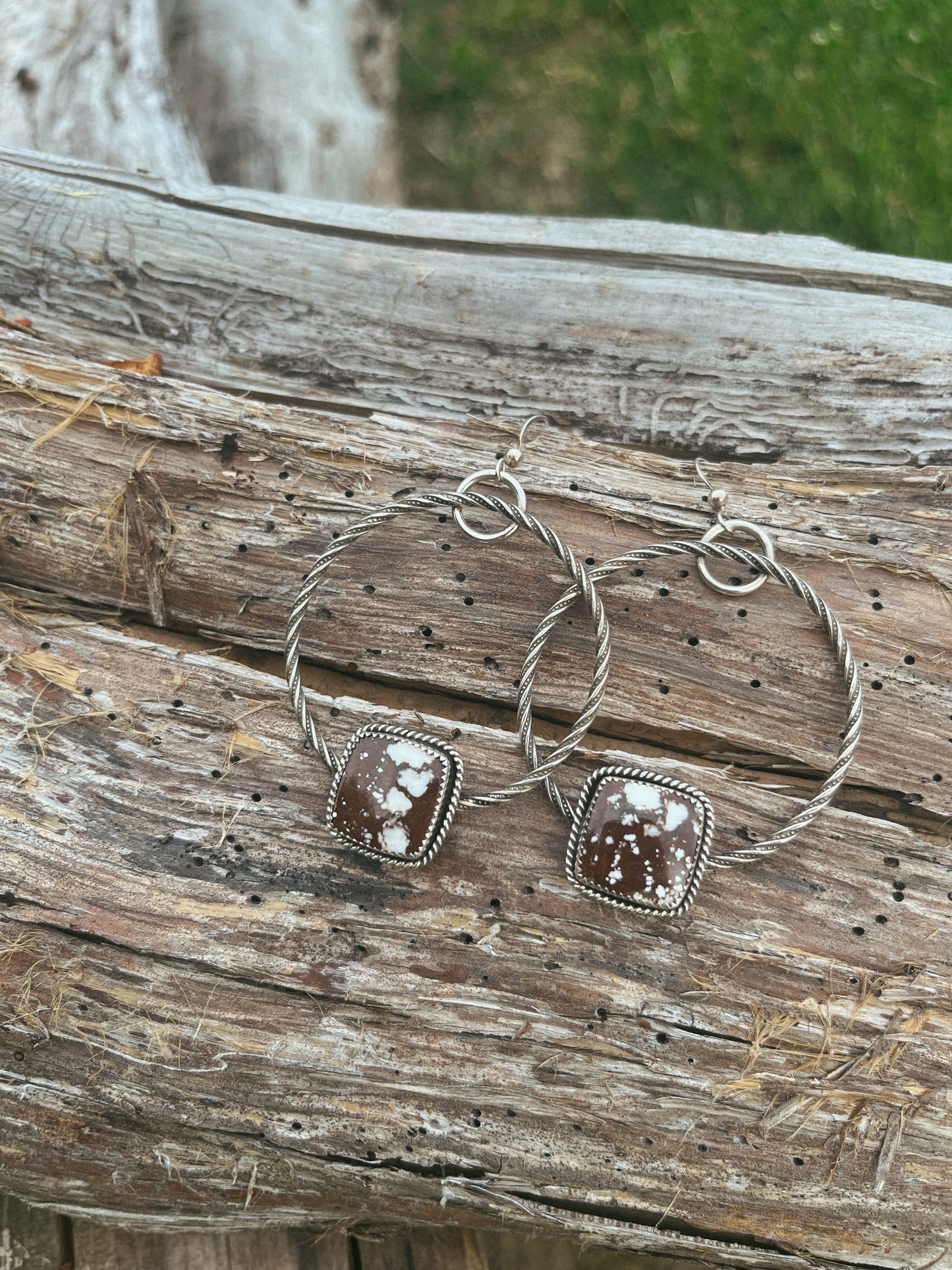wild horse jasper hoop earrings