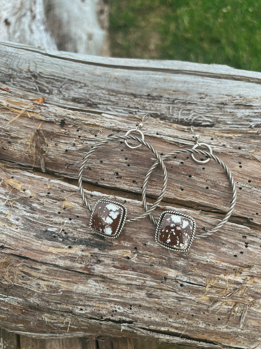 wild horse jasper hoop earrings