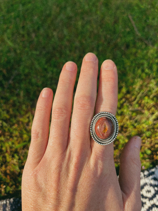 mexican fire opal ring size 8.5