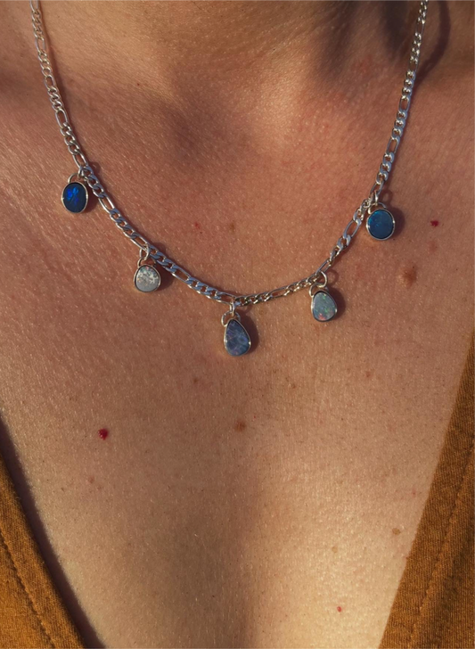 5 stack opal charm necklace