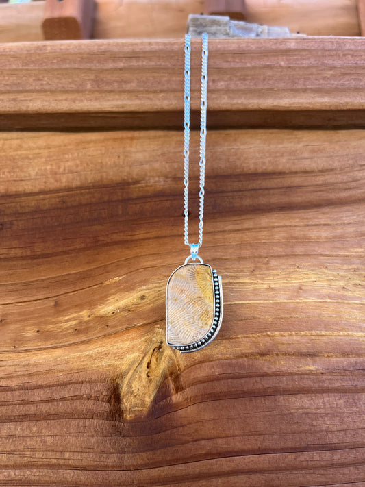 fossilized corral necklace