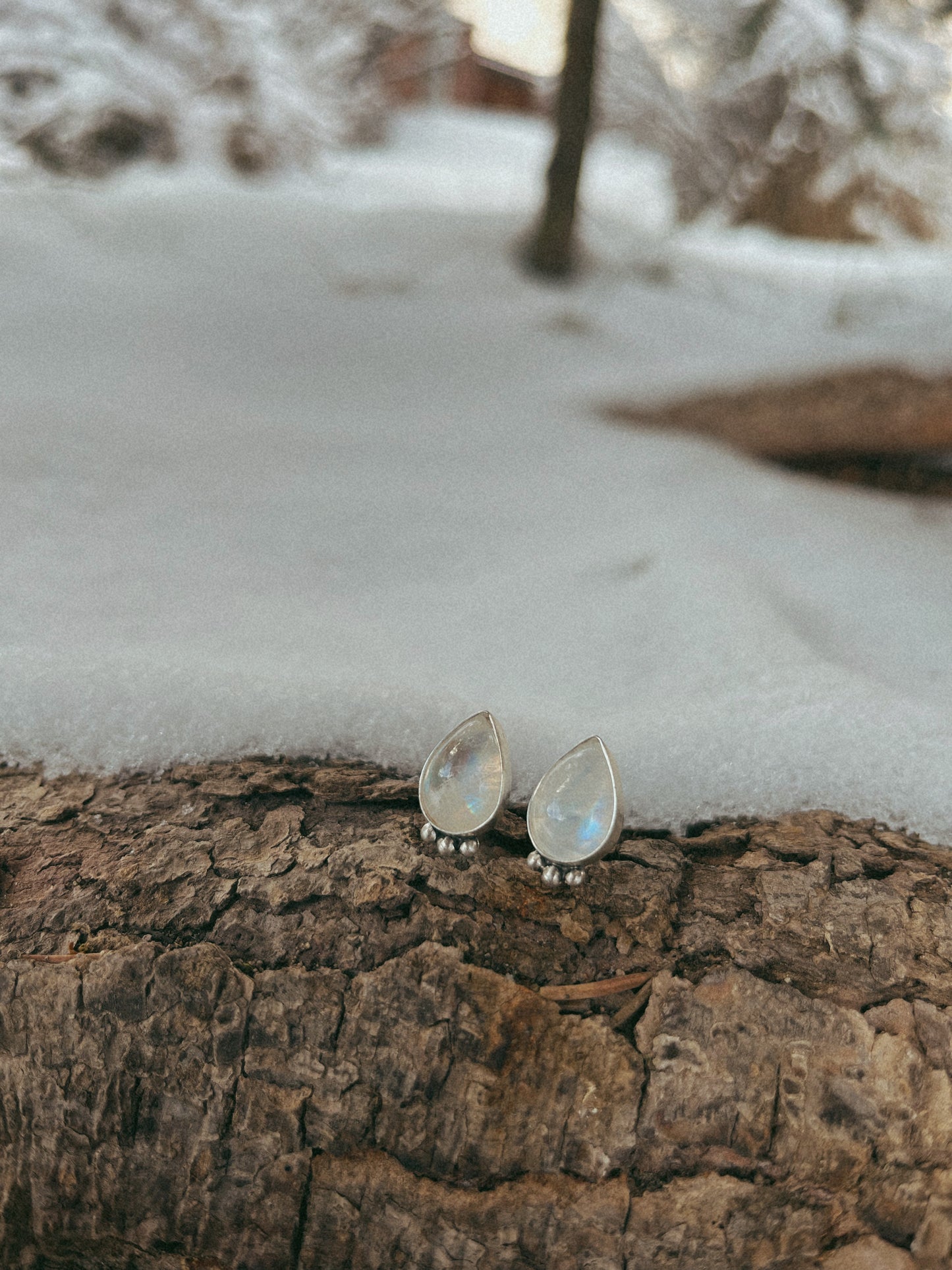 teardrop moonstone studs