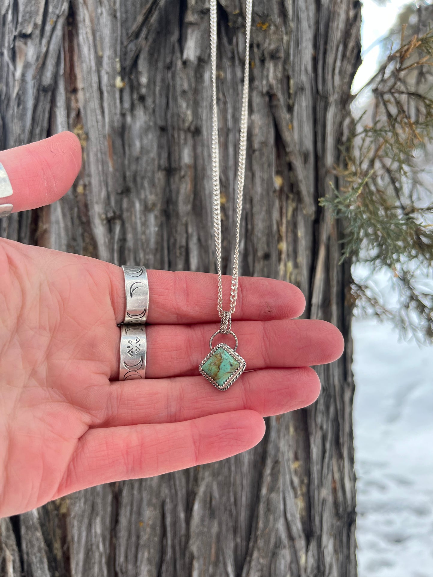 orvil jack turquoise + sterling silver dainty necklace
