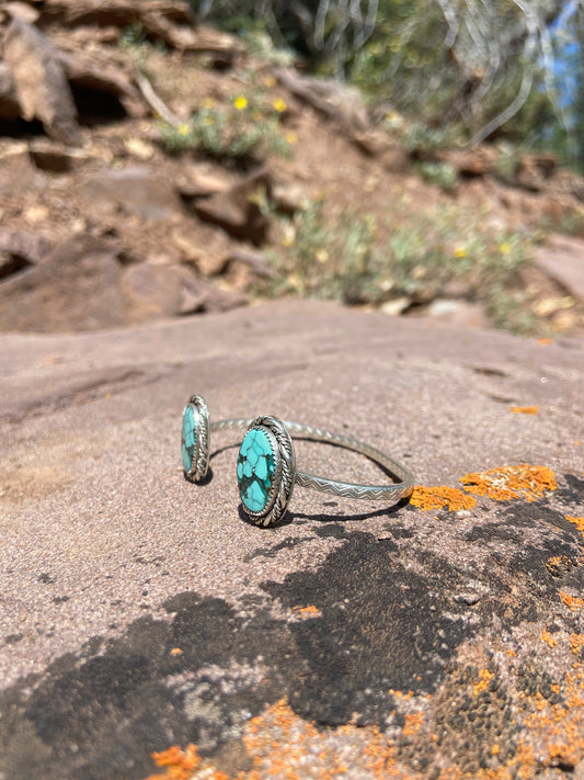 turquoise + sterling silver double cuff bracelet