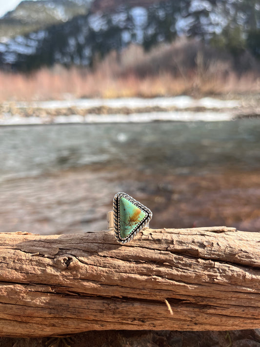 orvil jack turquoise + sterling silver triangle ring size 8