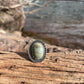 polychrome jasper + sterling silver split shank ring size 7.5